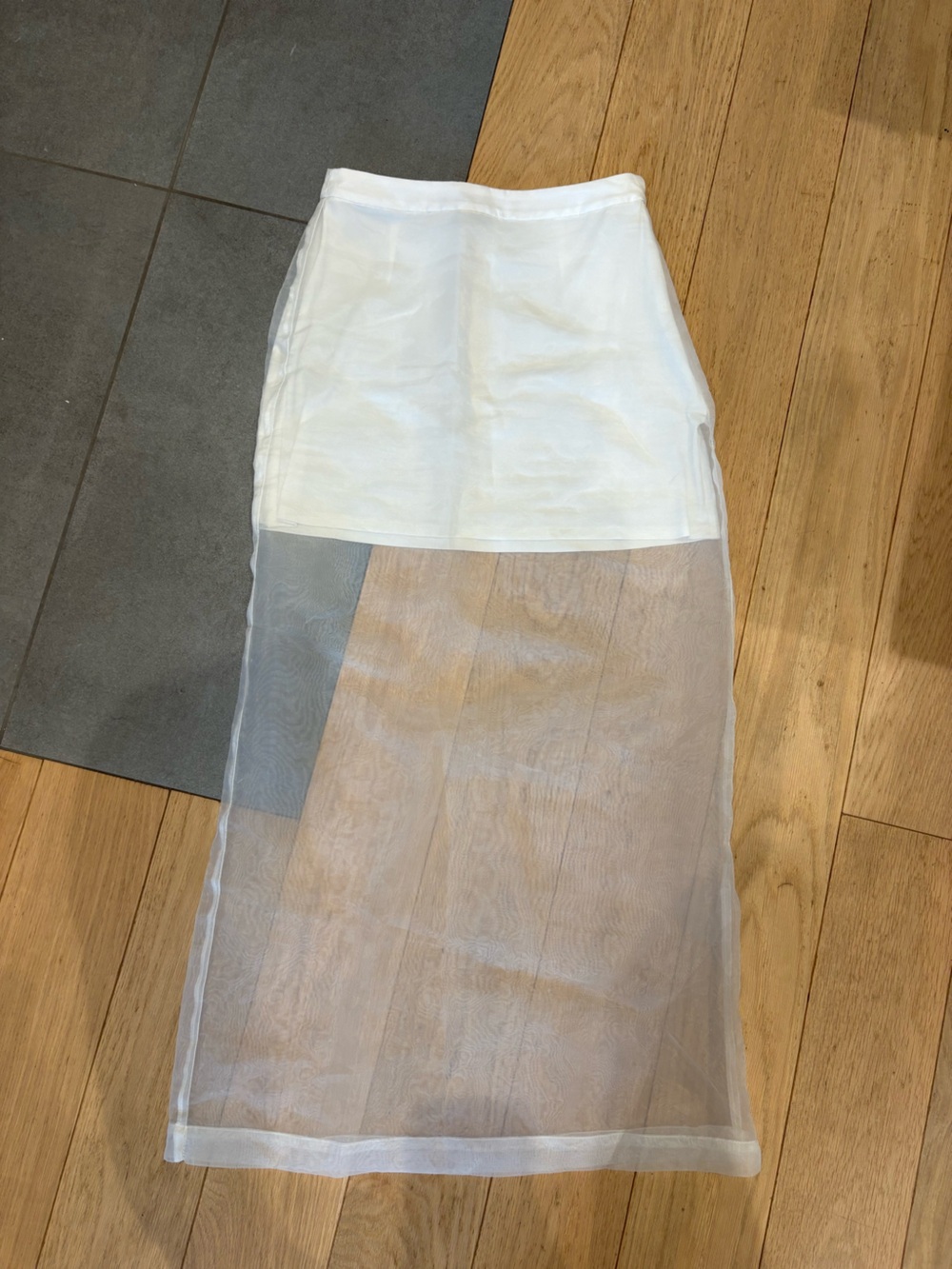 Hill House White Sheer Overlay Midi Skirt